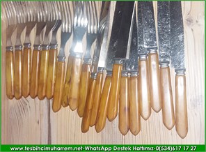 Özel İşçilik Eski Alman Bıçak Sapından Fıstıksal Katalin Tesbih Bıçak Darbesi