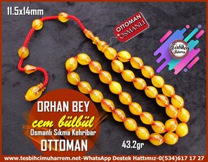 Tesbih Osmanlı Sıkma Kehribar Full Helezon Damarlı Beyzi Kallavi 43,2 gr 24K Orhan Bey